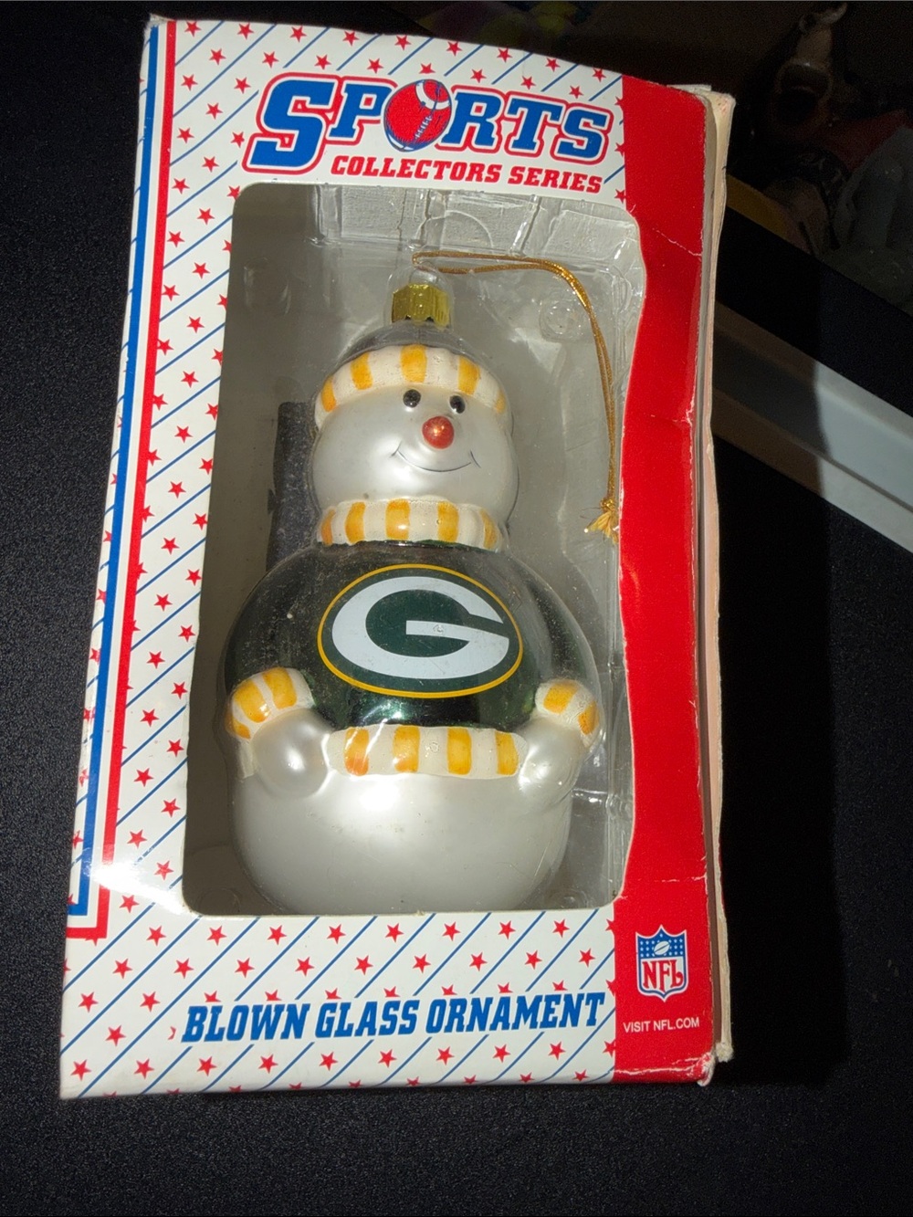 Vintage Green Bay Packers blown ornament.
